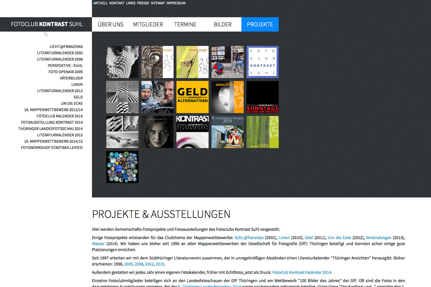 Projekte . Fotoclub Kontrast Suhl . Website . 2013