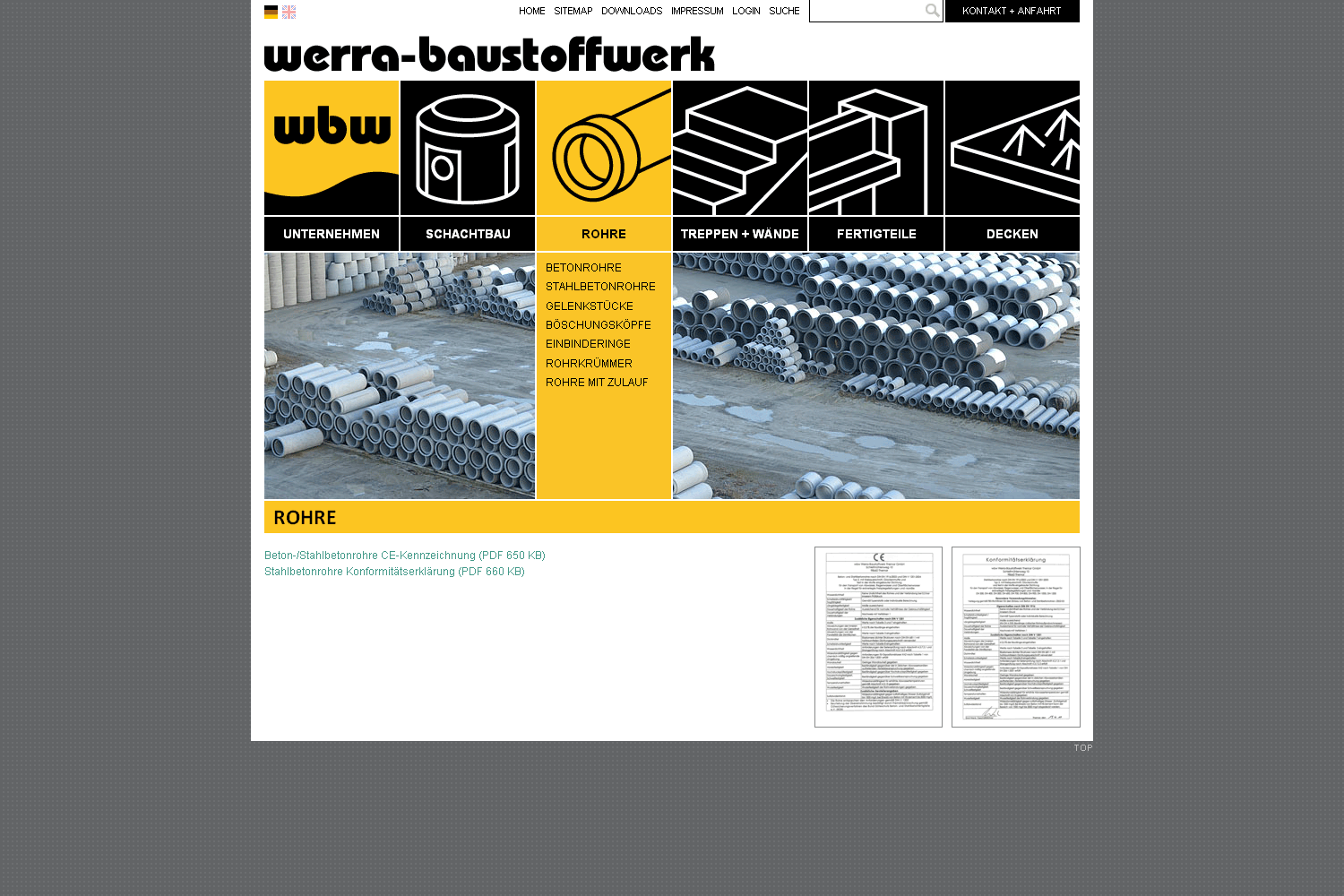 Rohre . Werra-Baustoffwerk . Website . 2013