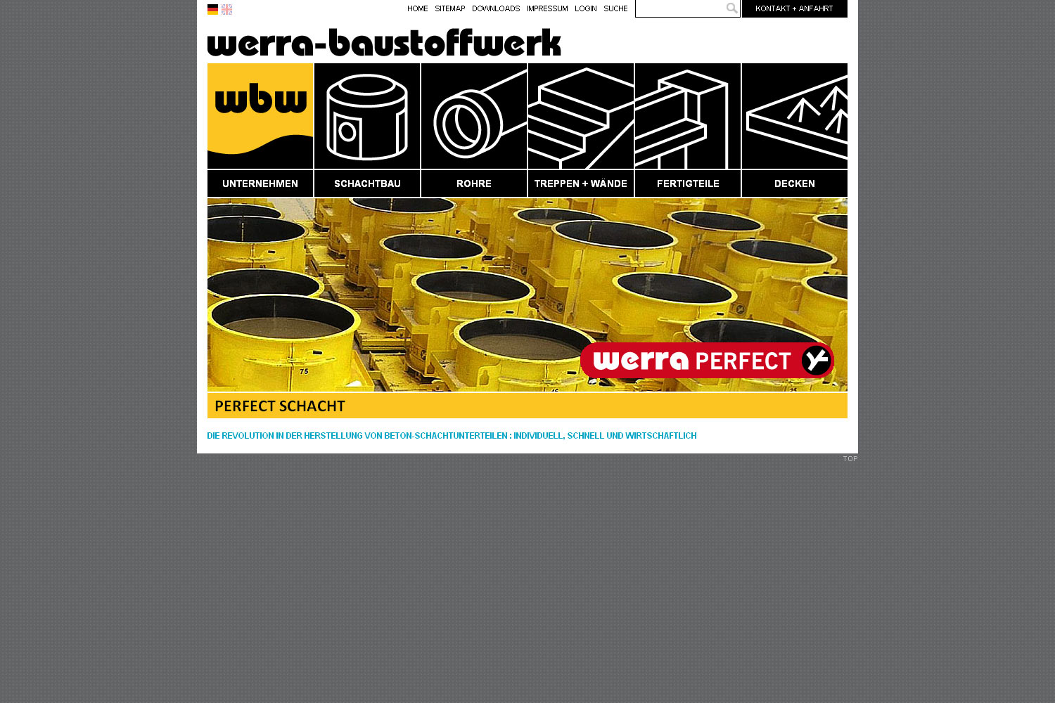 Startseite . Werra-Baustoffwerk . Website . 2013