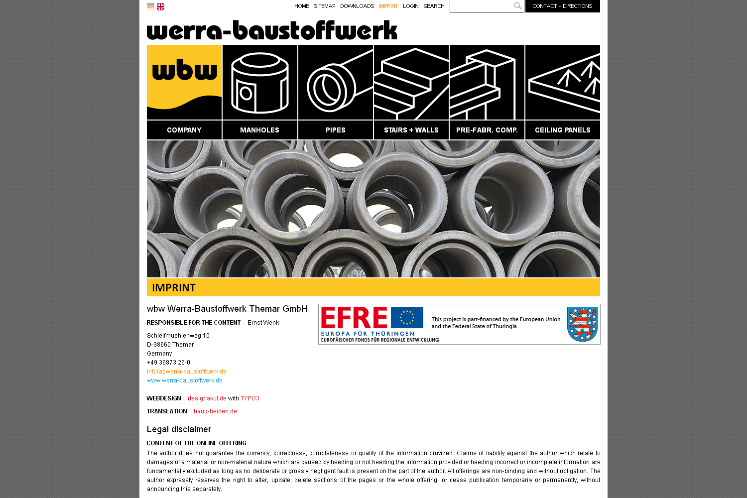 2013-web-werra-baustoffwerk-en-imprint Imprint . Werra-Baustoffwerk . Website (englisch) (Web Design: Designakut 2013)