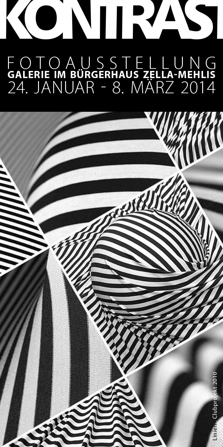 Fotoausstellung Kontrast (Flyer) . Bürgerhaus Zella-Mehlis . 2014 (Fotoprojekt Linien, Fotoclub Kontrast Suhl, Gestaltung: Andreas Kuhrt)