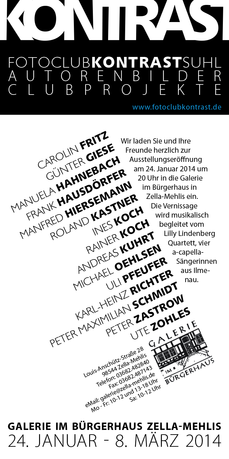 Fotoausstellung Kontrast (Flyer) . Bürgerhaus Zella-Mehlis . 2014 (Gestaltung: Andreas Kuhrt)