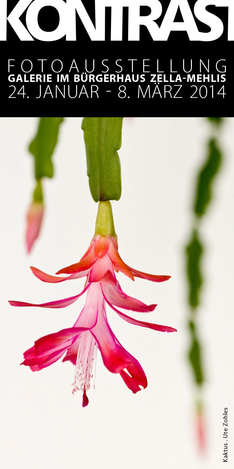Fotografie Ute Zohles . Fotoausstellung Kontrast (Flyer) . Bürgerhaus Zella-Mehlis . 2014 (Foto: Ute Zohles, Gestaltung: Andreas Kuhrt)