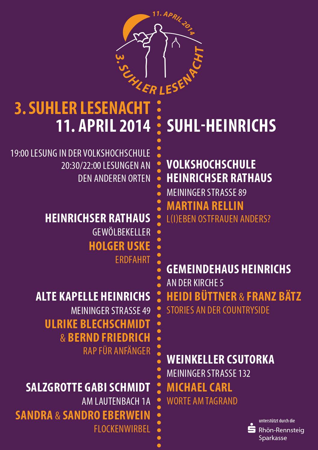 Programm-Flyer zur 3. Suhler Lesenacht 2014