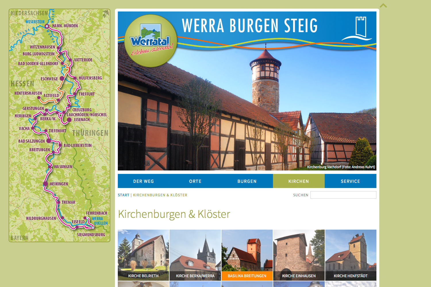 Kirchen: Auswahl . Werra Burgen Steig . Website . 2014