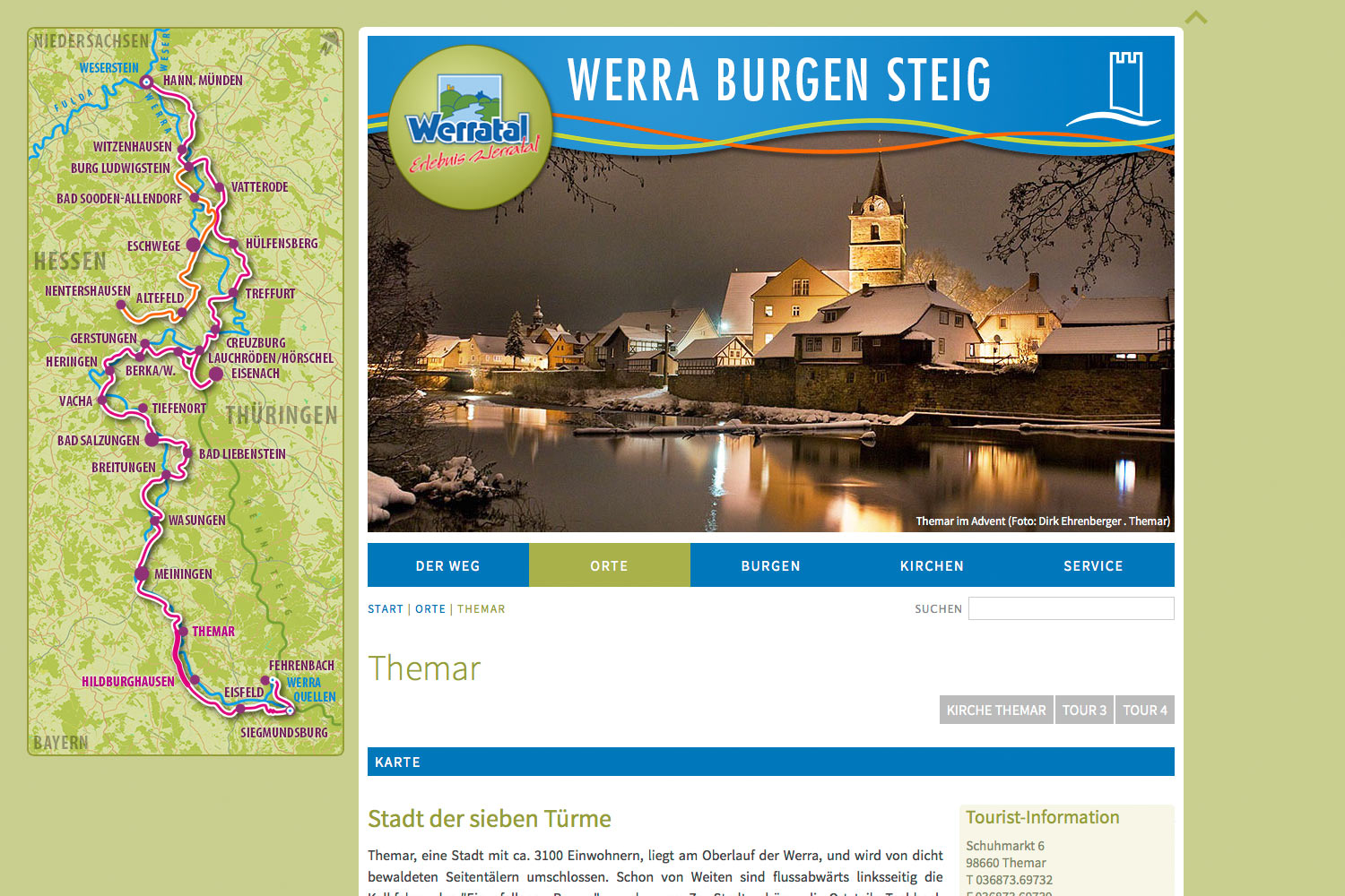 Orte: Themar . Werra Burgen Steig . Website . 2014