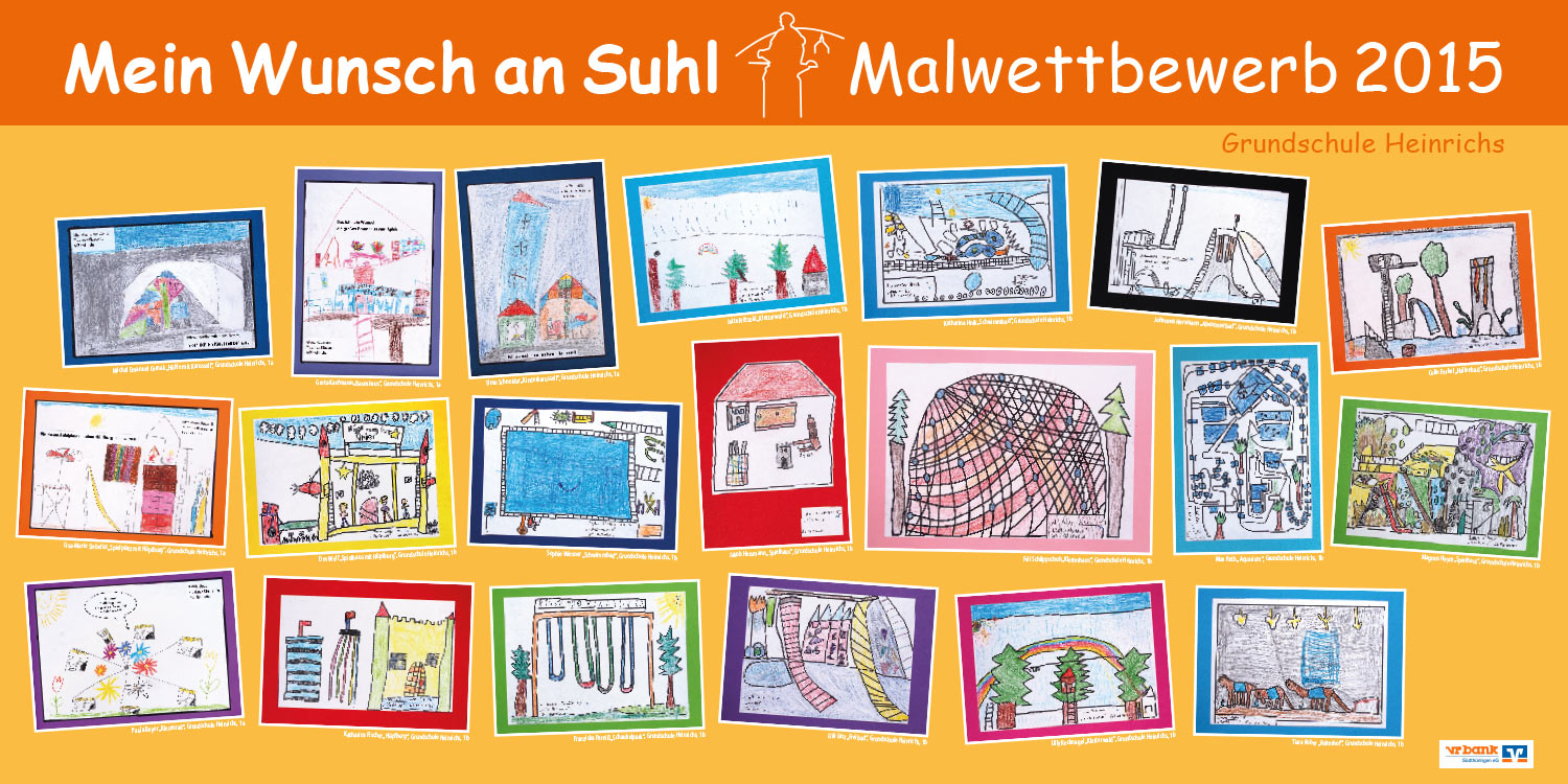 Ausstellung Mein Wunsch an Suhl . Malwettbewerb Suhler Schüler . Stadt Suhl (Ausstellungsgestaltung: Designakut 2015)