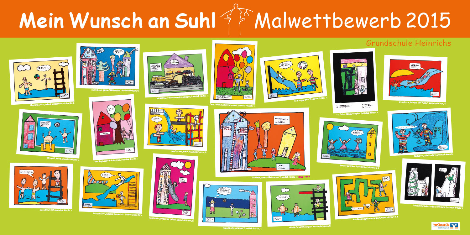 Ausstellung Mein Wunsch an Suhl . Malwettbewerb Suhler Schüler . Stadt Suhl (Ausstellungsgestaltung: Designakut 2015)