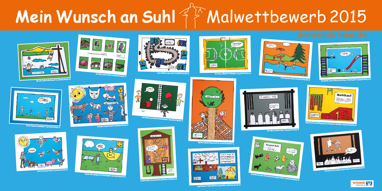 Ausstellung Mein Wunsch an Suhl . Malwettbewerb Suhler Schüler . Stadt Suhl (Ausstellungsgestaltung: Designakut 2015)