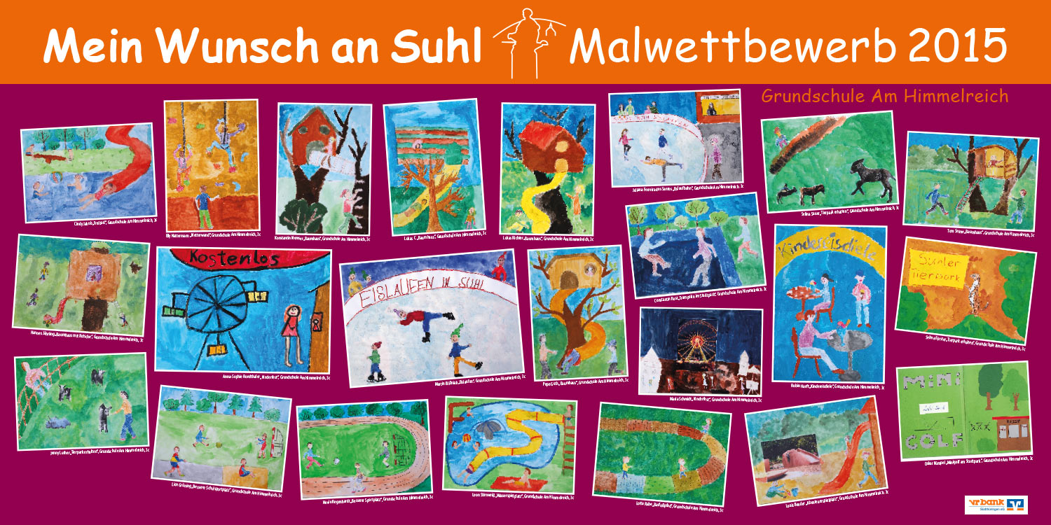 Ausstellung Mein Wunsch an Suhl . Malwettbewerb Suhler Schüler . Stadt Suhl (Ausstellungsgestaltung: Designakut 2015)
