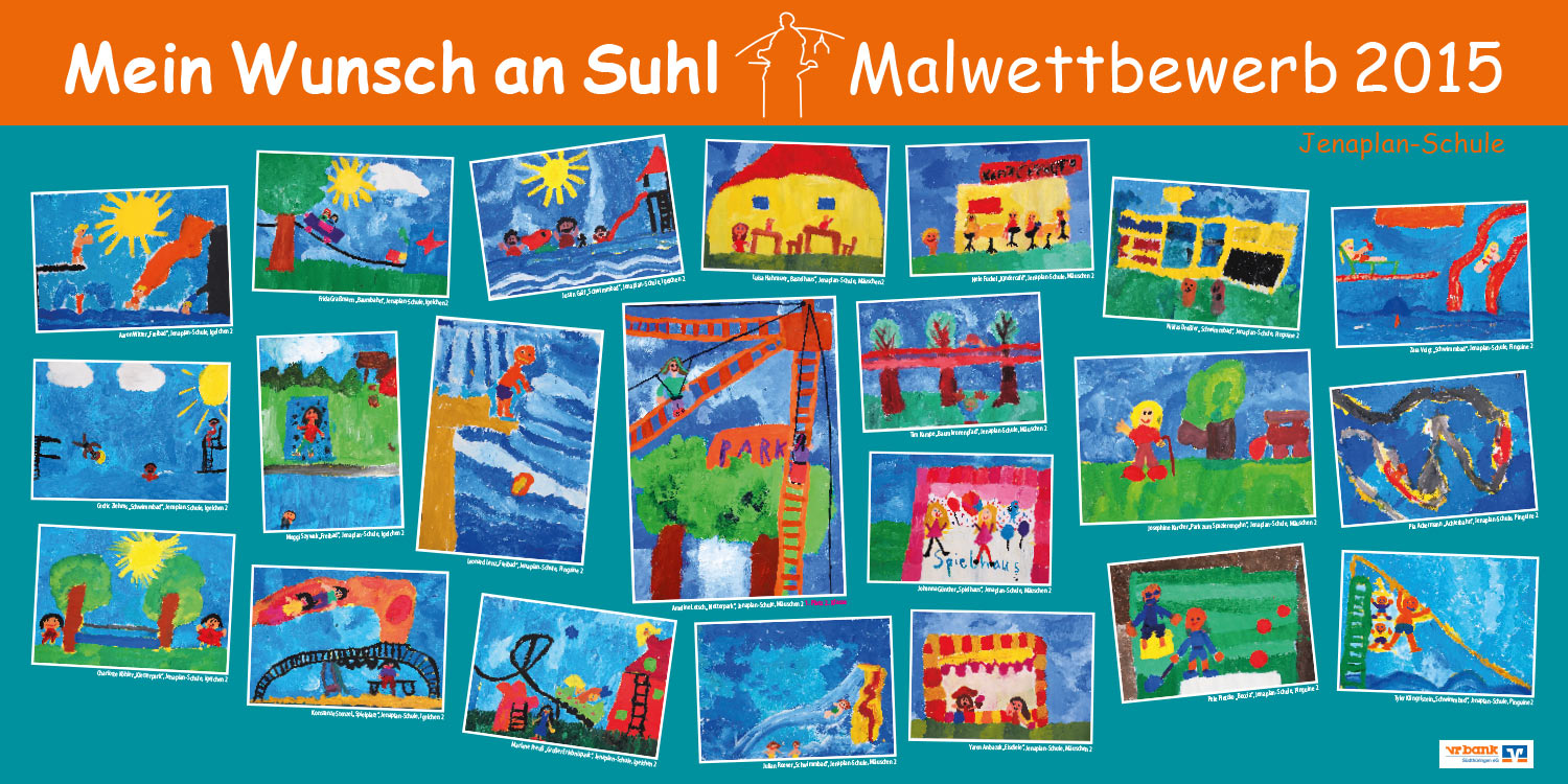 Ausstellung Mein Wunsch an Suhl . Malwettbewerb Suhler Schüler . Stadt Suhl (Ausstellungsgestaltung: Designakut 2015)