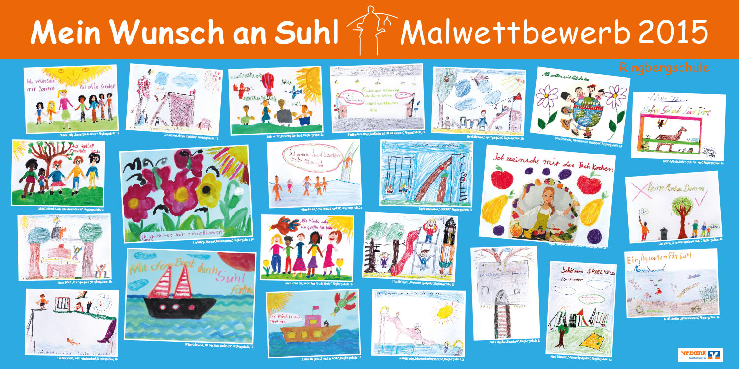 Ausstellung Mein Wunsch an Suhl . Malwettbewerb Suhler Schüler . Stadt Suhl (Ausstellungsgestaltung: Designakut 2015)