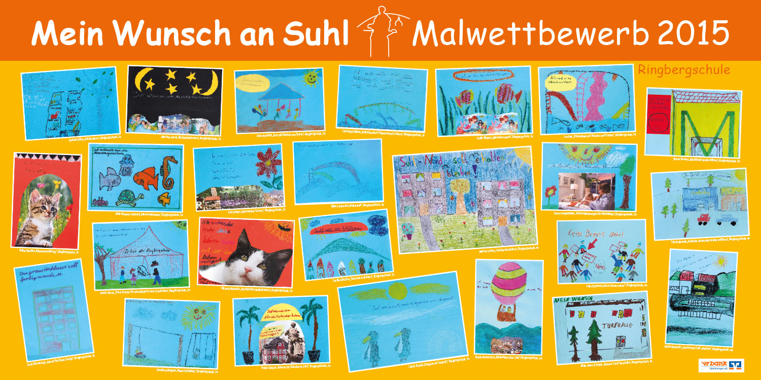 Ausstellung Mein Wunsch an Suhl . Malwettbewerb Suhler Schüler . Stadt Suhl (Ausstellungsgestaltung: Designakut 2015)