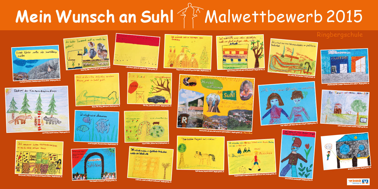 Ausstellung Mein Wunsch an Suhl . Malwettbewerb Suhler Schüler . Stadt Suhl (Ausstellungsgestaltung: Designakut 2015)
