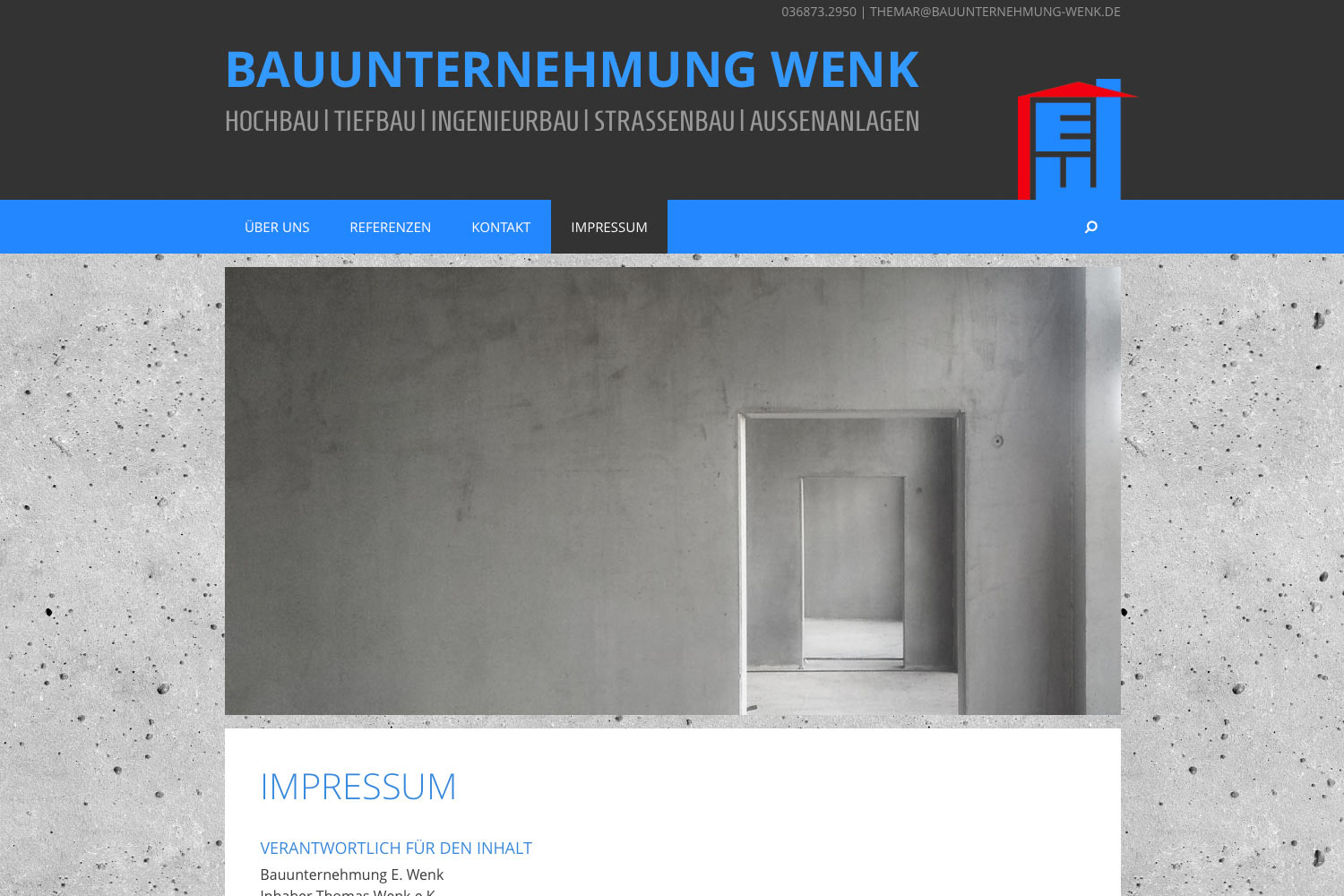 Impressum . Bauunternehmung Wenk (Themar) . Website . 2015