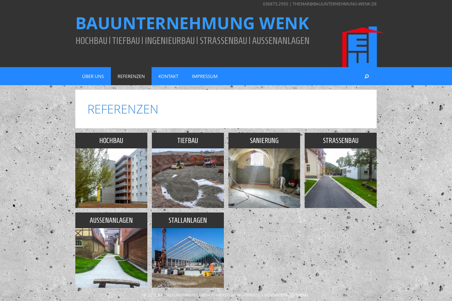 Referenzen . Bauunternehmung Wenk (Themar) . Website . 2015