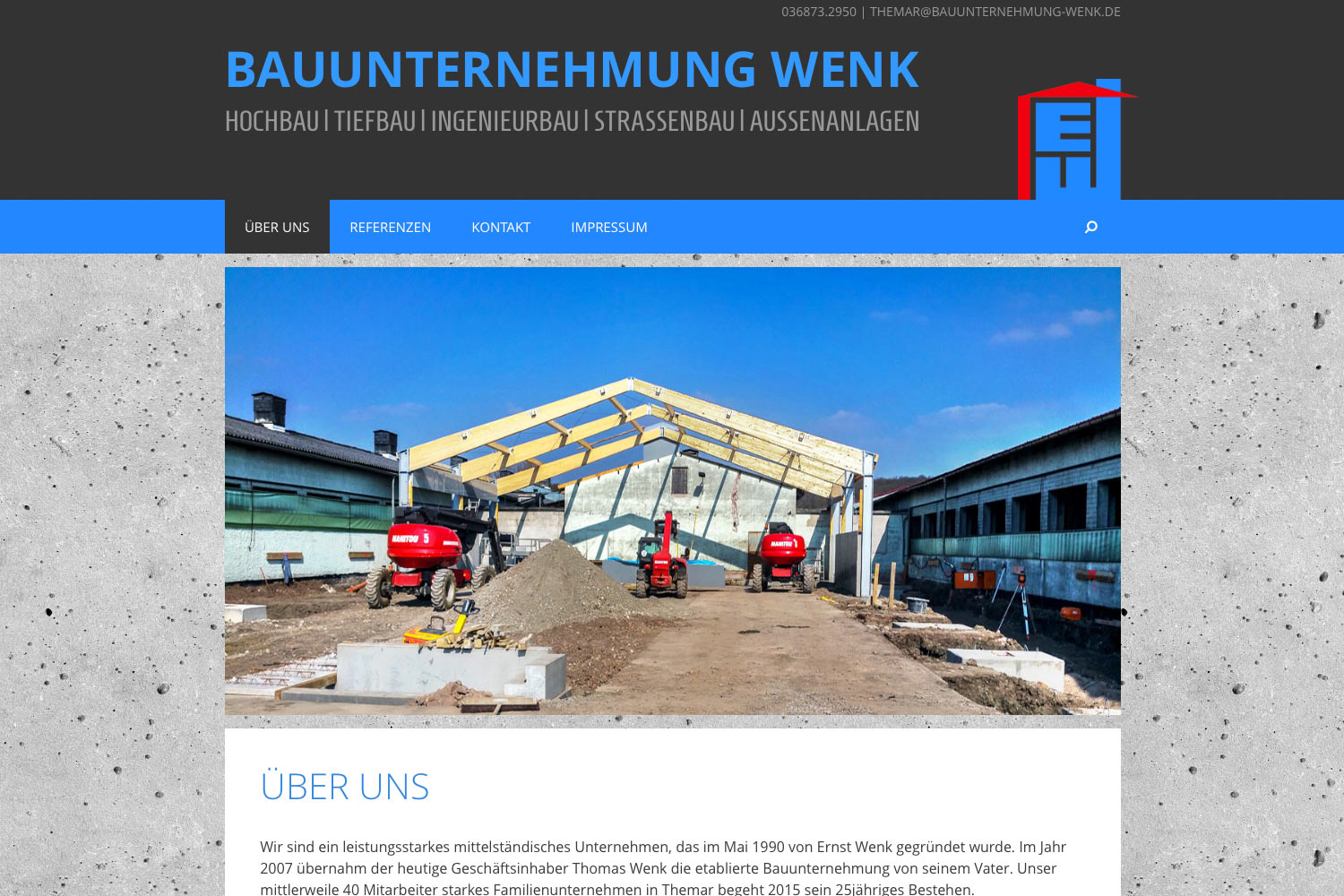 Startseite/Home . Bauunternehmung Wenk (Themar) . Website . 2015