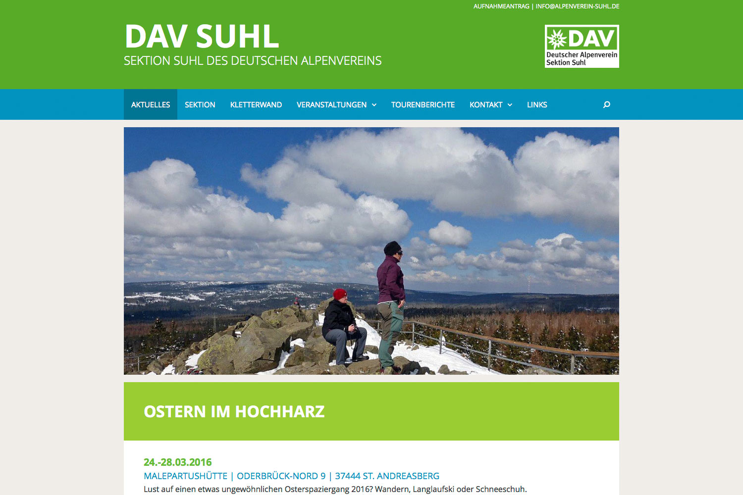 Aktuell: Artikelansicht . Sektion Suhl des Deutschen Alpenvereins . Website . 2015