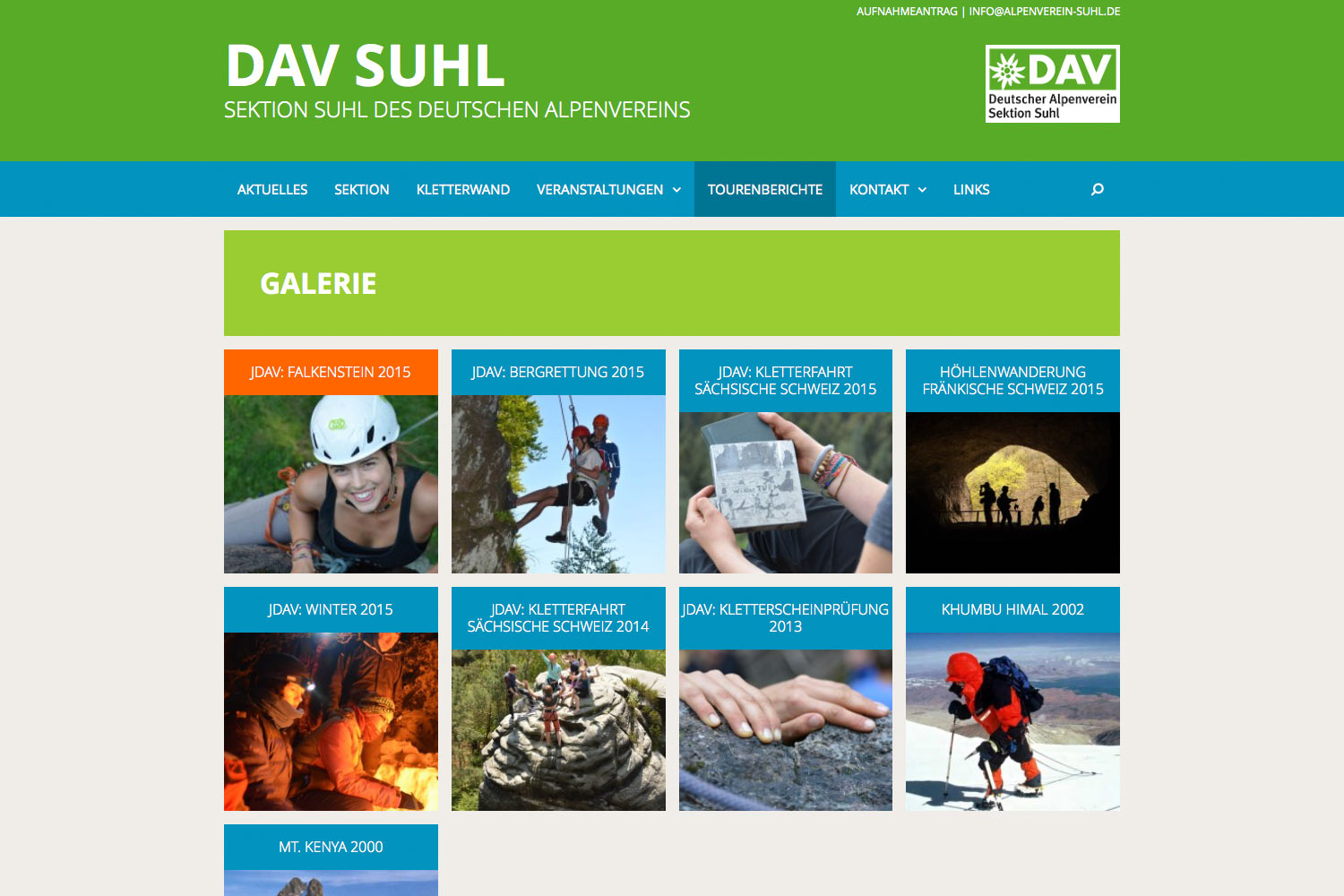 Galerie . Sektion Suhl des Deutschen Alpenvereins . Website . 2015