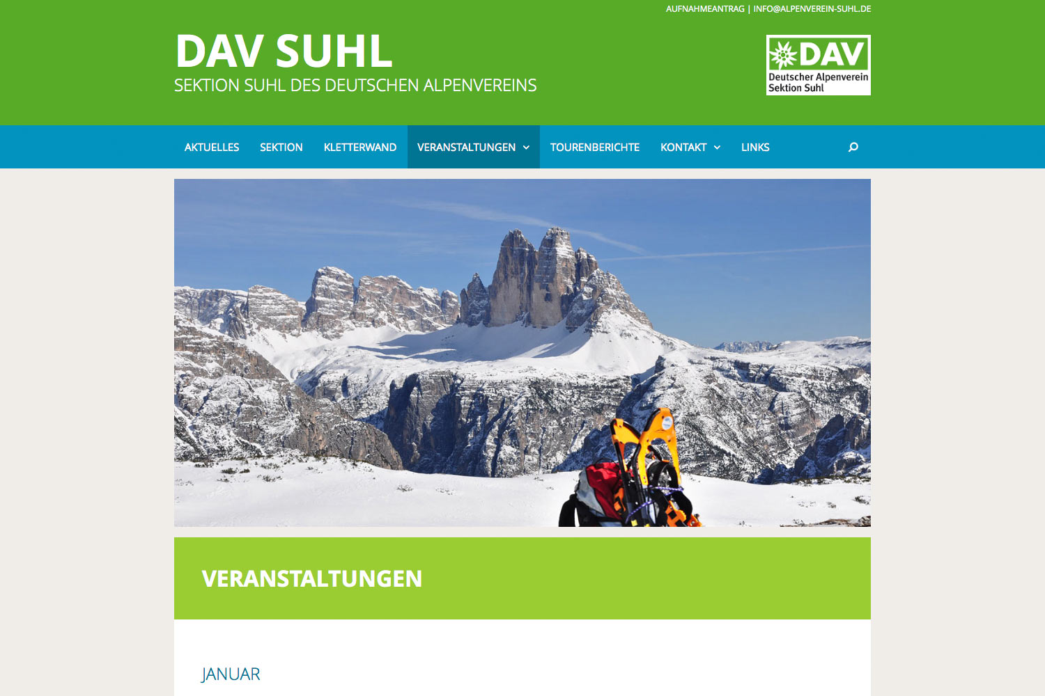 Veranstaltungen . Sektion Suhl des Deutschen Alpenvereins . Website . 2015