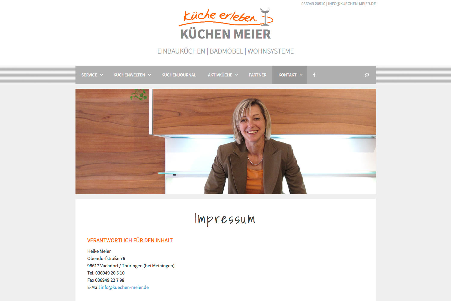 Impressum . Küchen Meier Vachdorf . Website . 2015