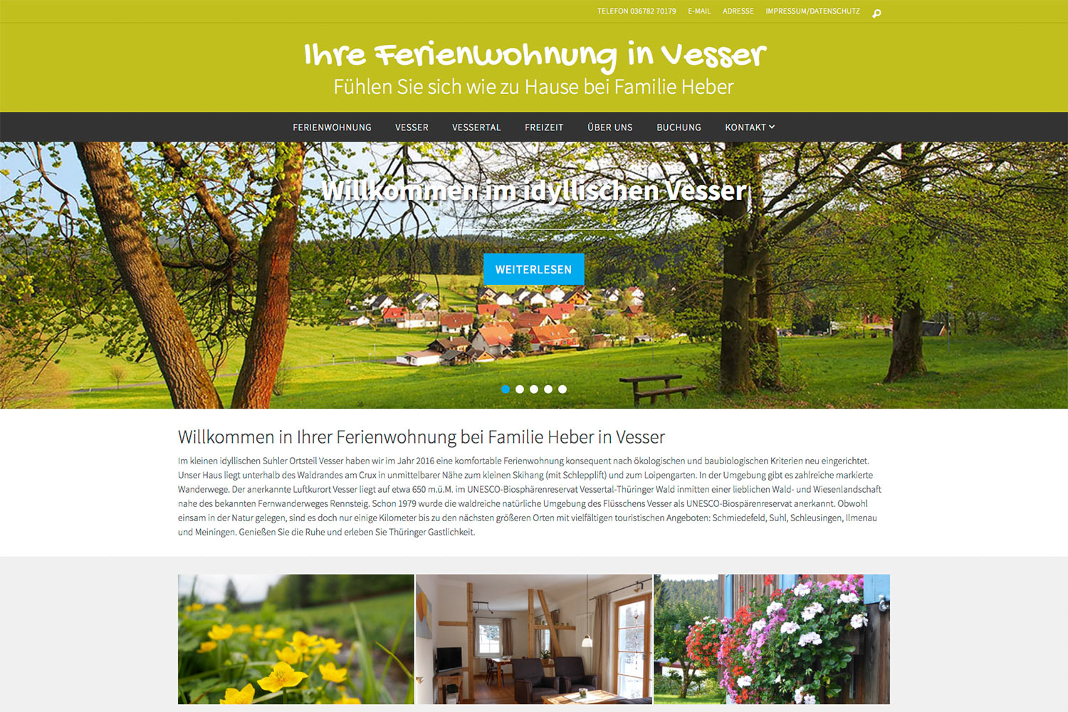 Website fewo.in-vesser.de (Familie Heber) . Startseite Slider . WordPress + WP-Theme Nirvana