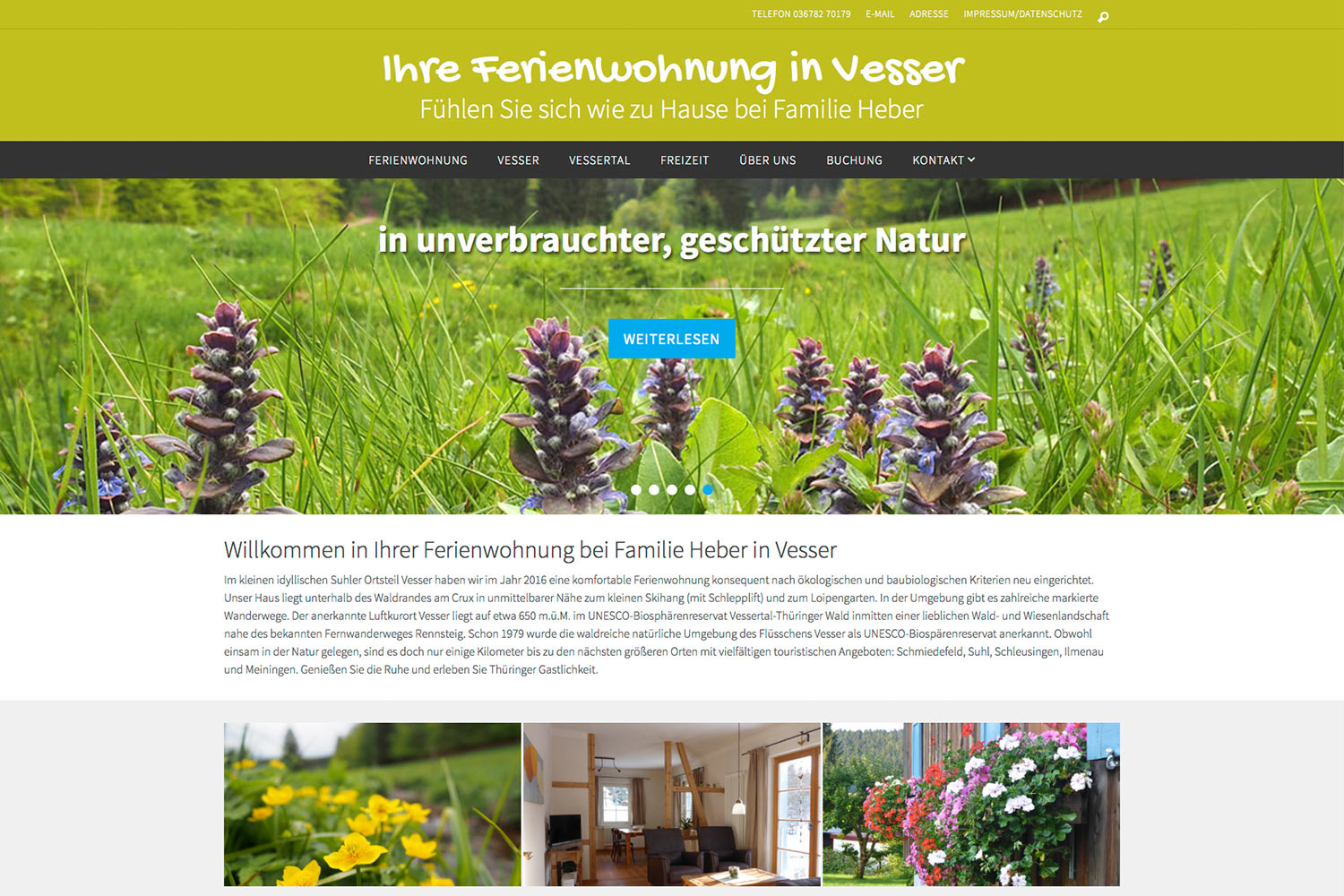 Website fewo.in-vesser.de (Familie Heber) . Startseite Slider . WordPress + WP-Theme Nirvana