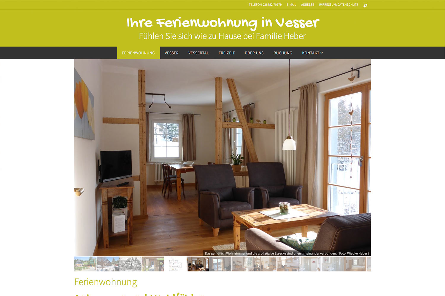 Website fewo.in-vesser.de (Familie Heber) . Ferienwohnung Slider . WordPress + WP-Theme Nirvana
