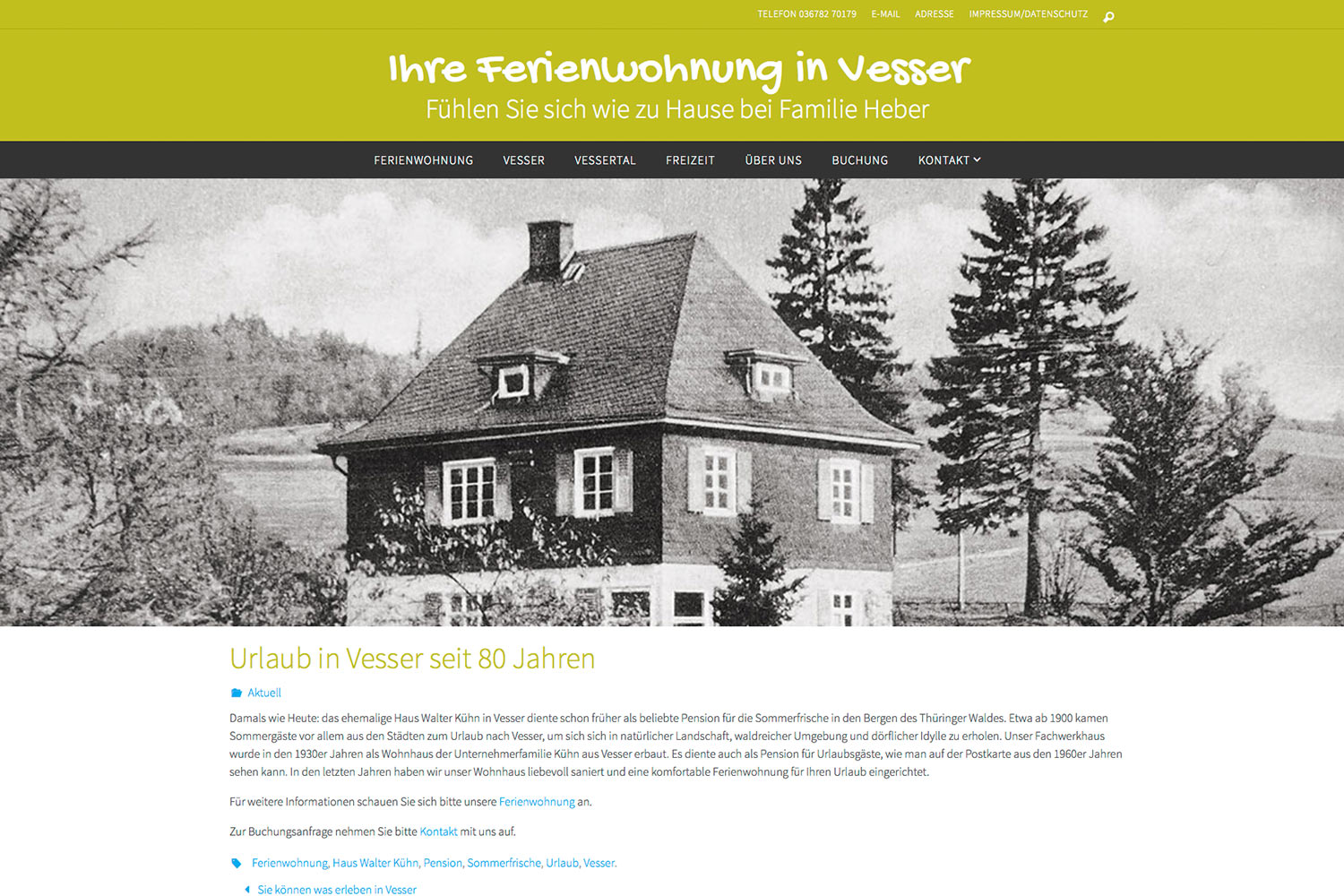 Website fewo.in-vesser.de (Familie Heber) . Aktuelles . WordPress + WP-Theme Nirvana