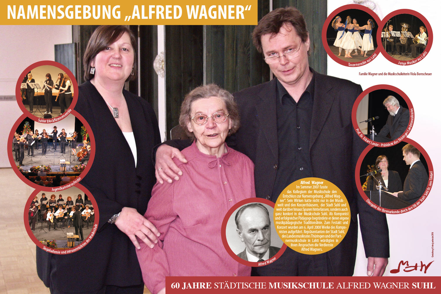 Namensgebung Alfred Wagner . Ausstellung "60 Jahre Musikschule Suhl" (Ausstellungsgestaltung: Designakut 2016)