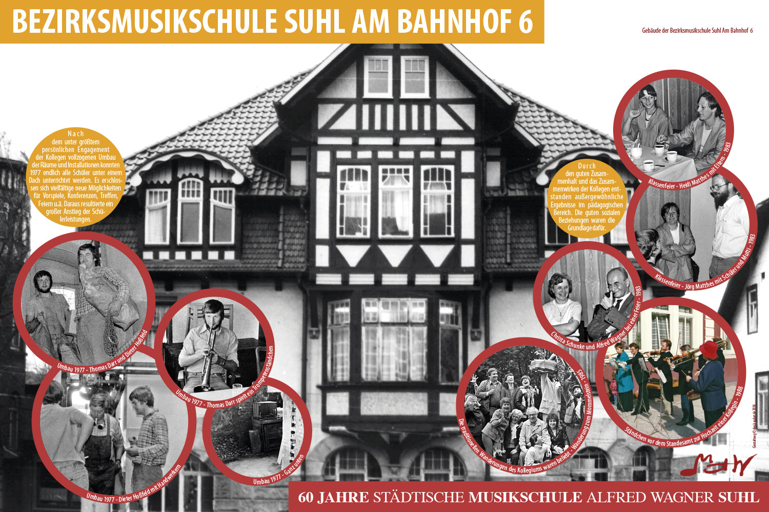 Bezirksmusikschule Suhl Am Bahnhof 6 . Ausstellung "60 Jahre Musikschule Suhl" (Ausstellungsgestaltung: Designakut 2016)