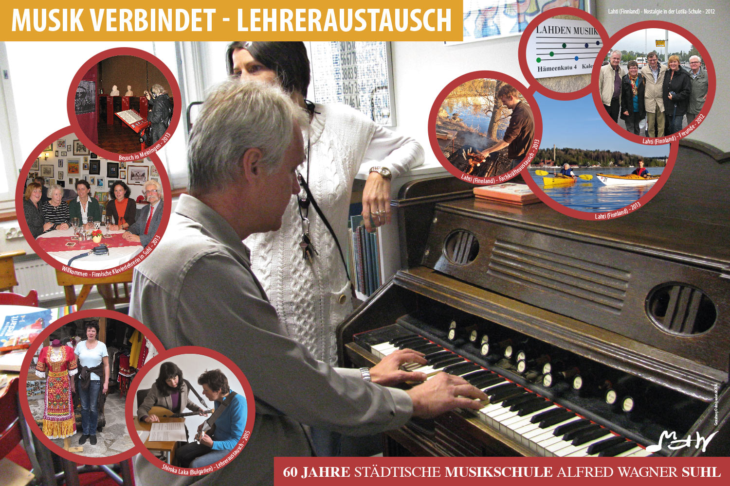 Internationaler Lehreraustausch . Ausstellung "60 Jahre Musikschule Suhl" (Ausstellungsgestaltung: Designakut 2016)