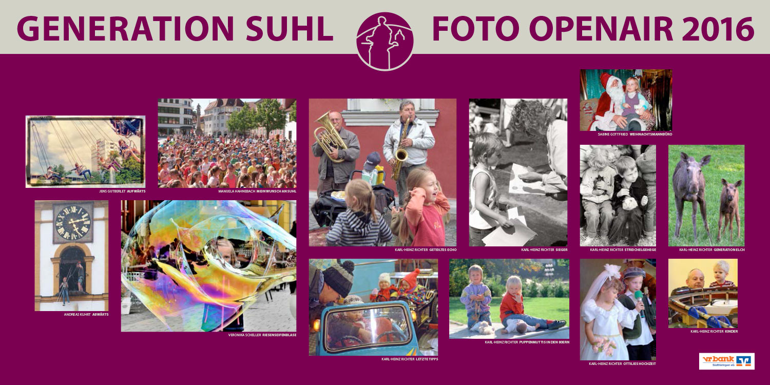 Foto-Openair-Ausstellung "Generation Suhl" 2016 . Kinder (Fotos: Jens Gutberlet, Manuela Hahnebach, Karl-Heinz Richter, Sabine Gottfried, Andreas Kuhrt, Veronika Scheller)