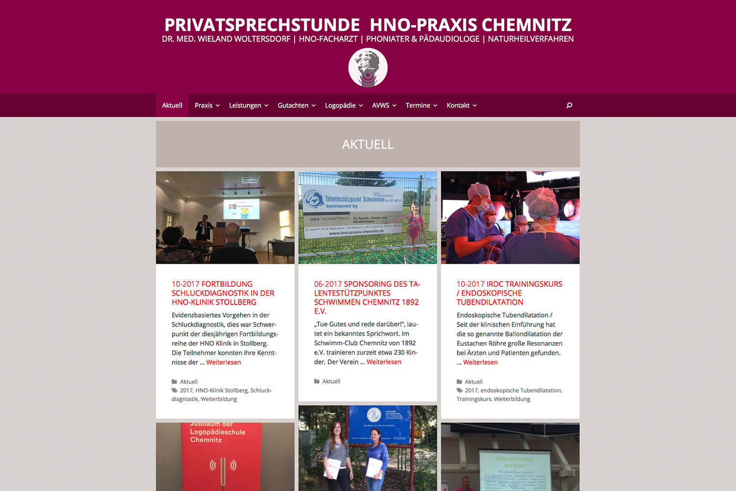 Aktuell Blog . Privatsprechstunde HNO-Praxis Chemnitz . Website (Web Design: Designakut 2017)