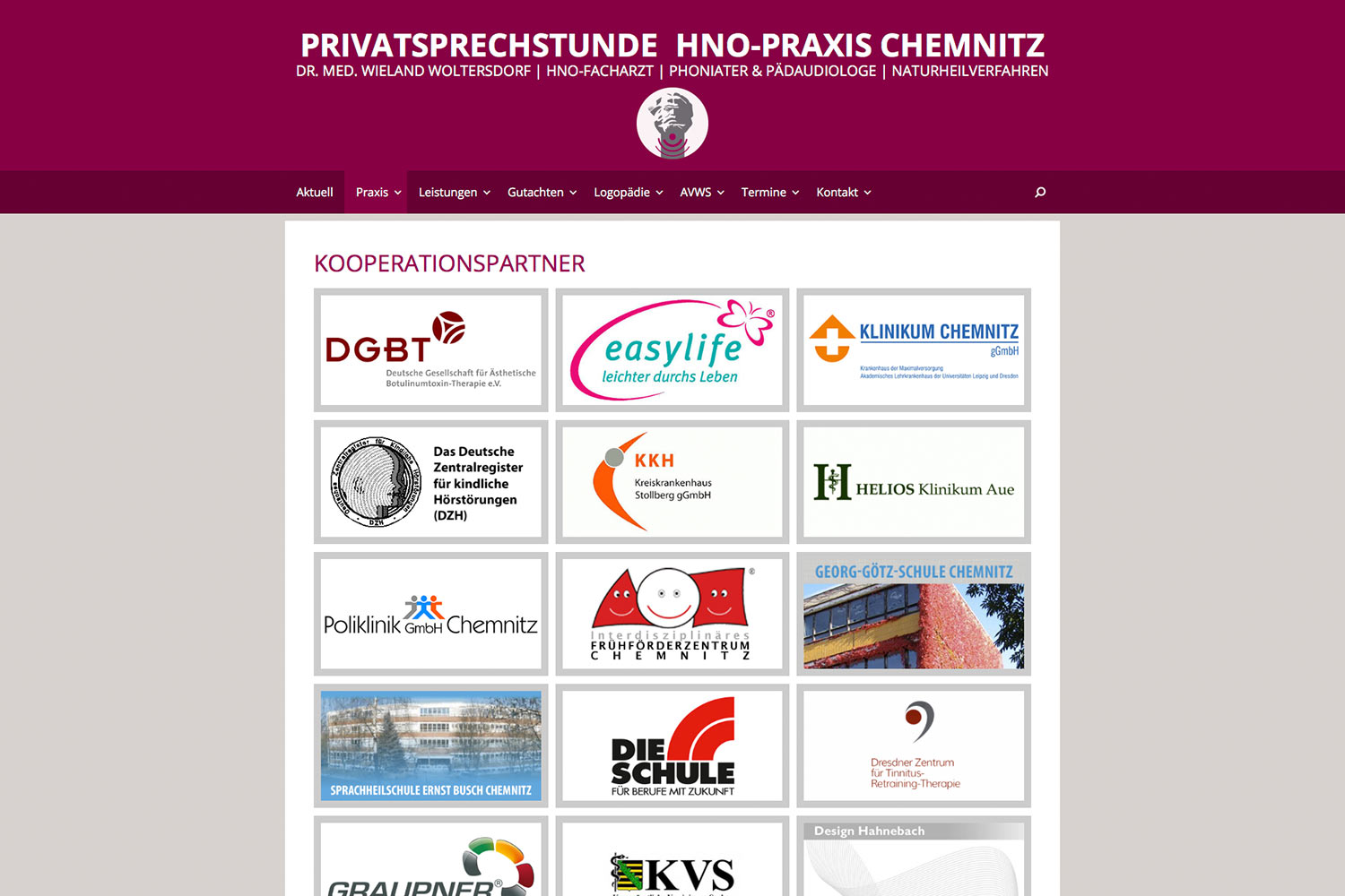 Kooperationspartner . Privatsprechstunde HNO-Praxis Chemnitz . Website (Web Design: Designakut 2016)
