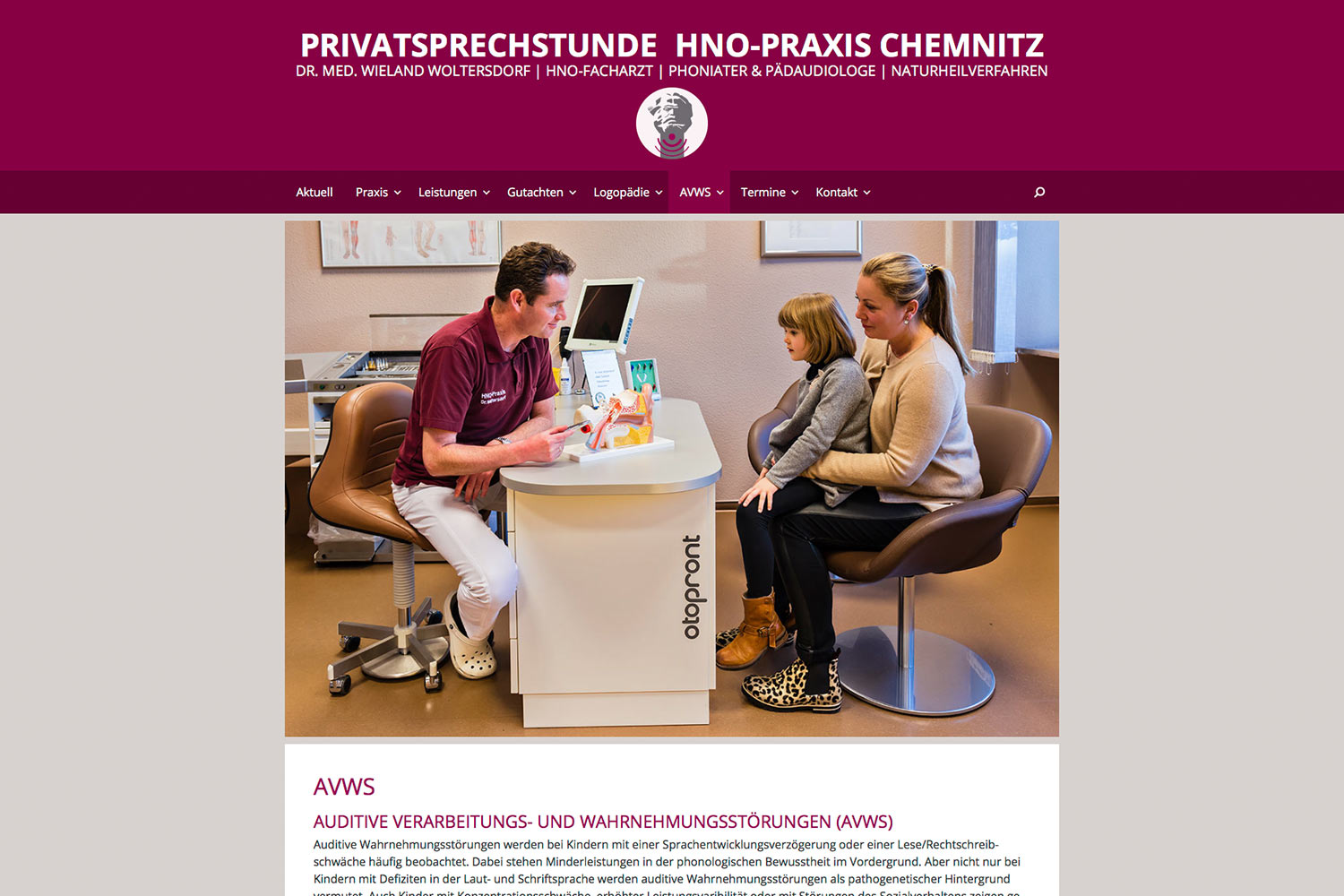 Leistungen . Privatsprechstunde HNO-Praxis Chemnitz . Website (Web Design: Designakut 2016)