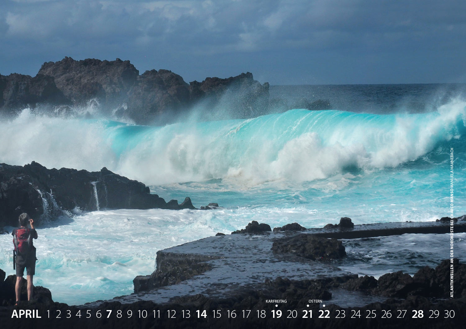 Kalender Fotografie El Hierro 2019: Atlantikwellen an der Nordküste bei Charco Manso (Foto: Manuela Hahnebach 2018)
