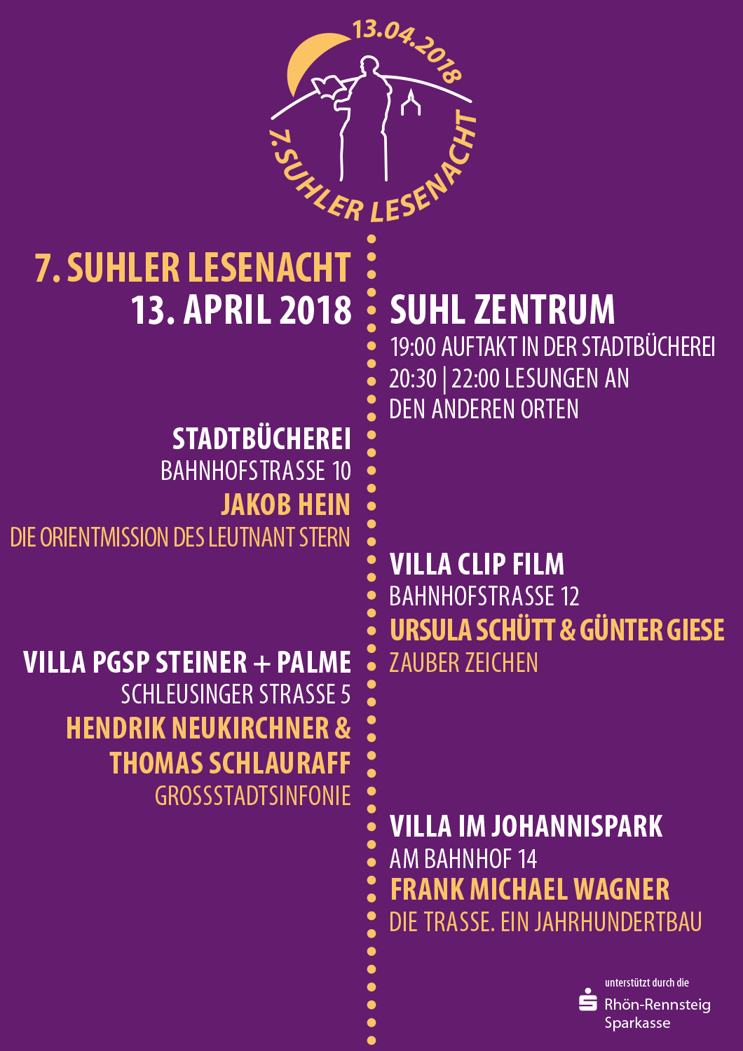 Programm-Flyer zur 7. Suhler Lesenacht 2018