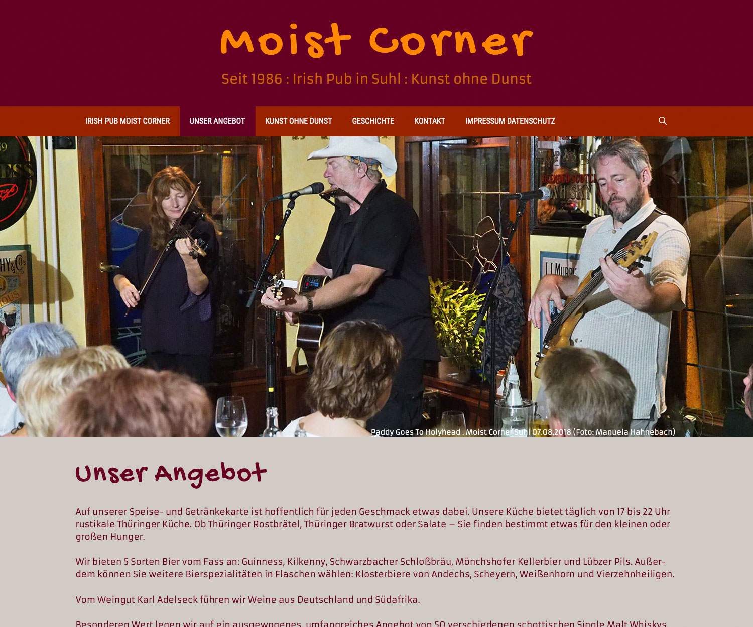 Angebot . Website Moist Corner Suhl (Web Design: Designakut 2019)