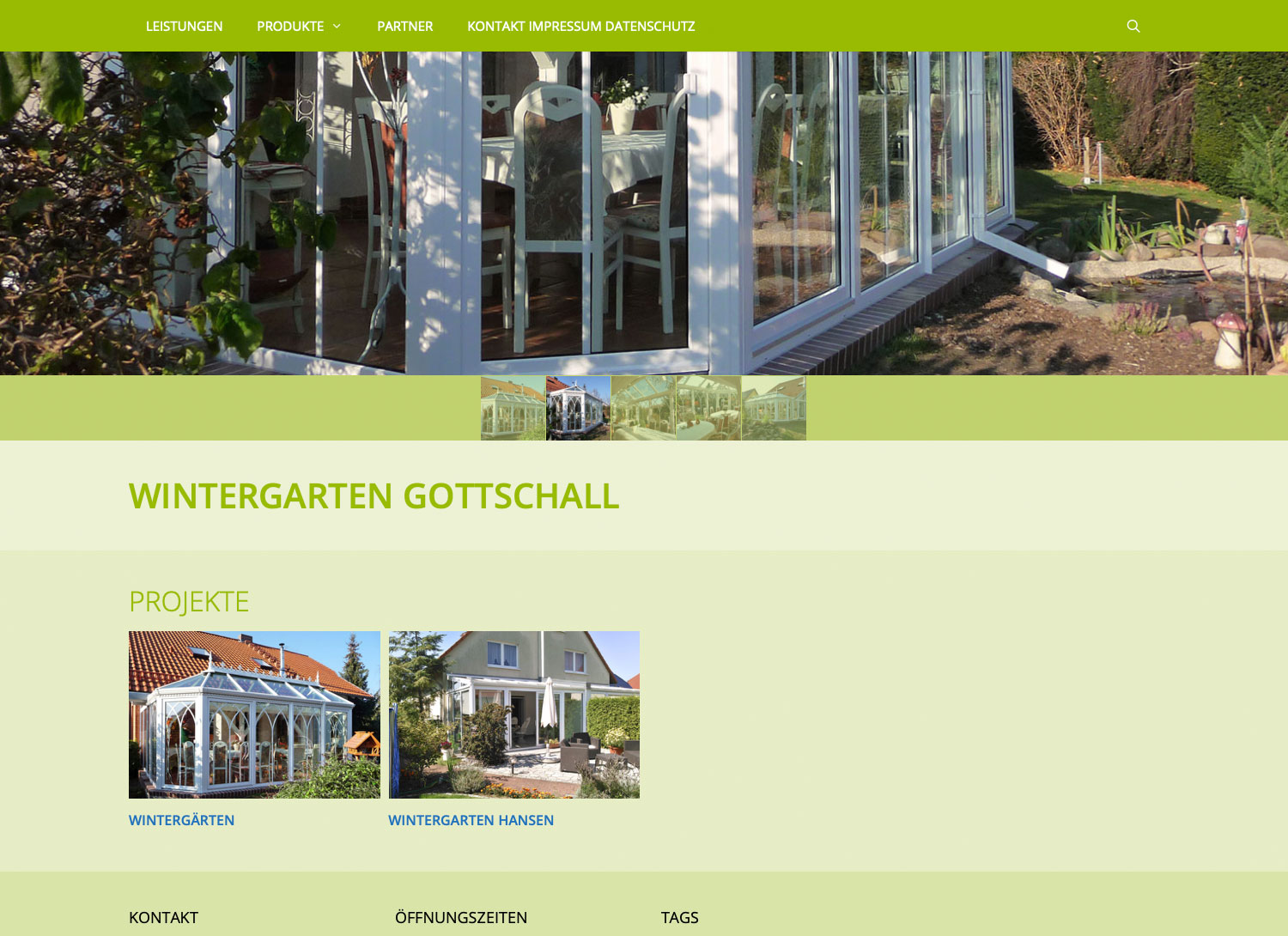 Produkte: Wintergarten Gottschall (gescrollt) . Birkner Wintergärten . Website (Webdesign: Designakut 2019, Foto: Birkner)