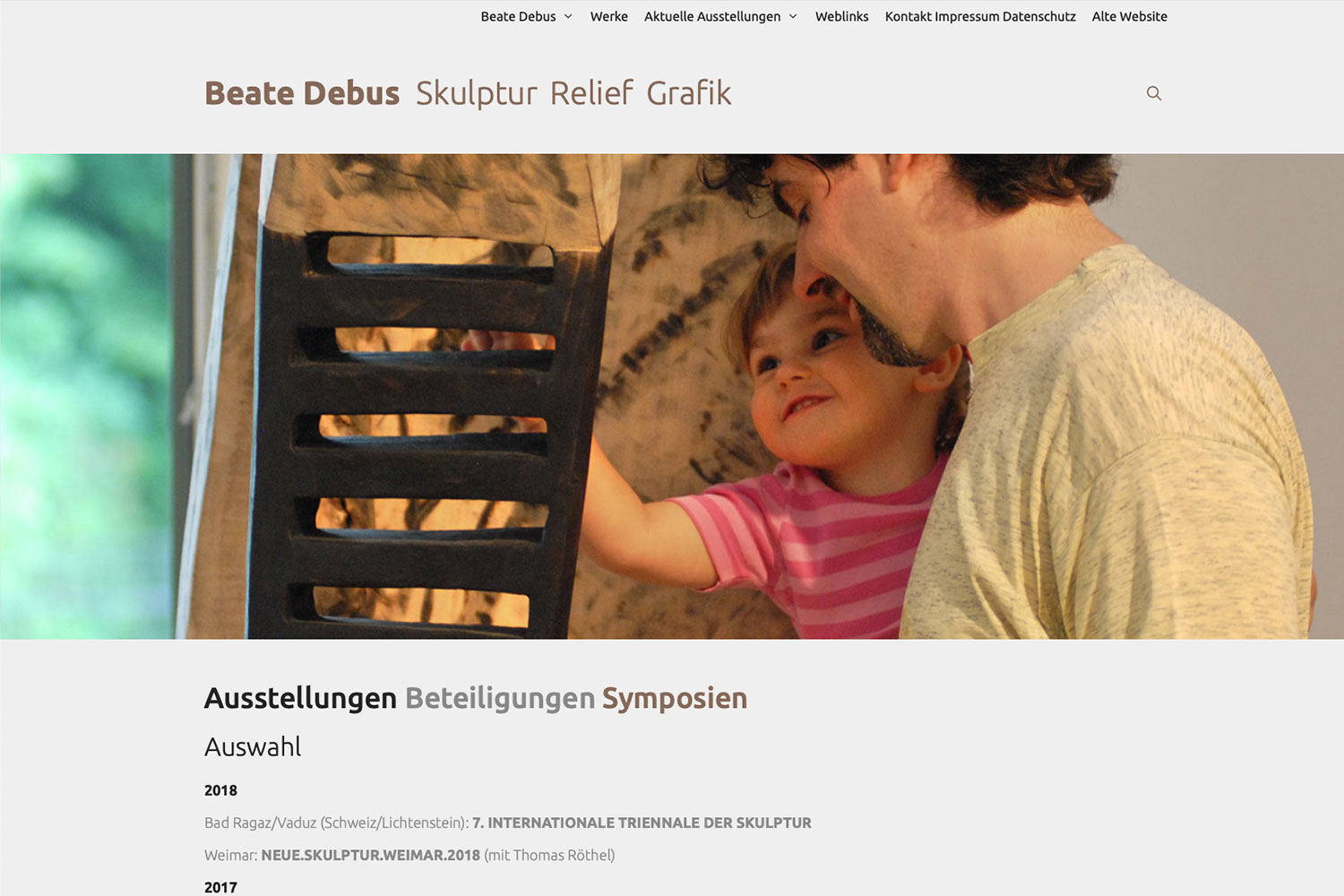 Website Debus Skulptur: Ausstellungen (Web Design: Designakut 2020)