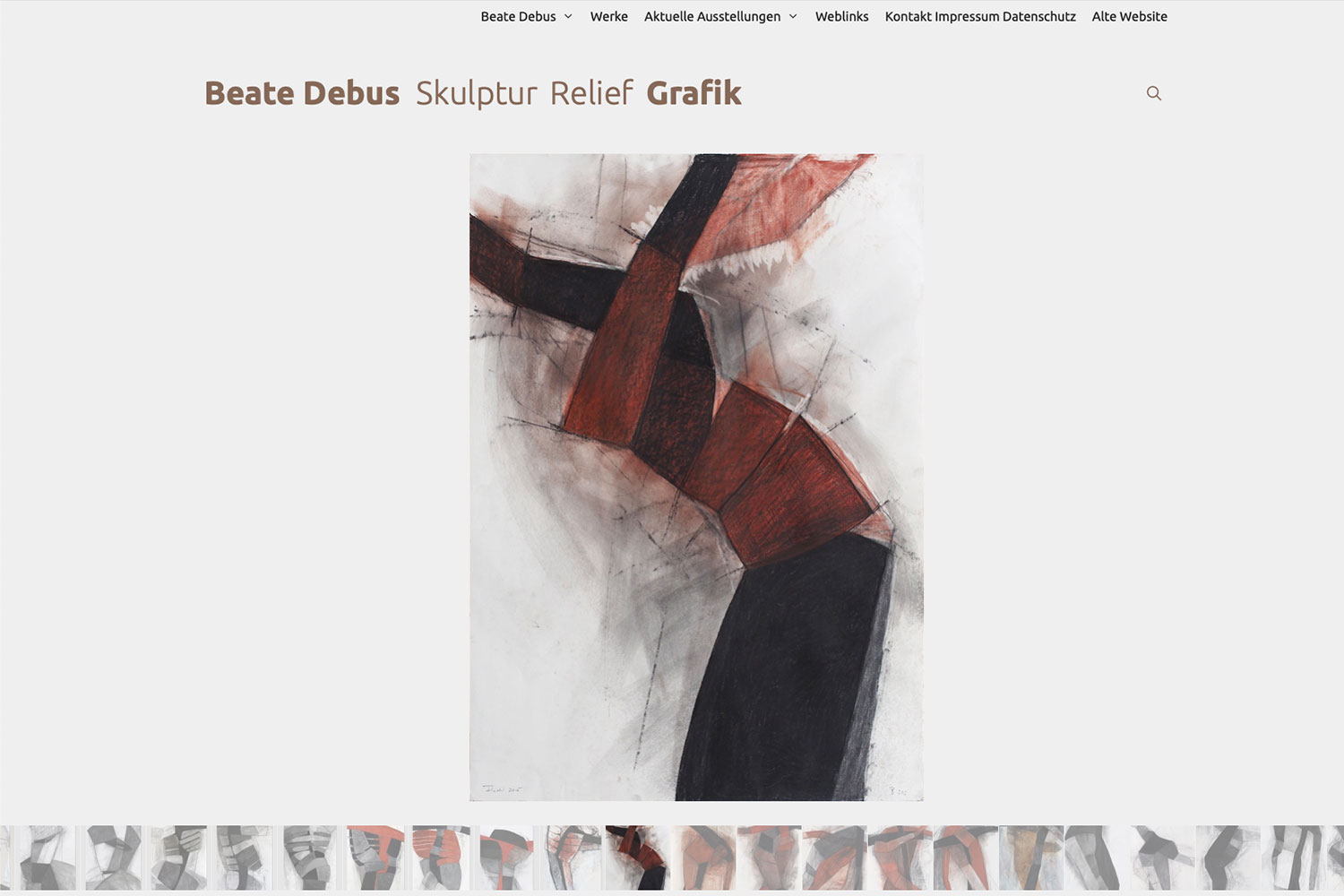 Website Debus Skulptur: Grafik (Web Design: Designakut 2020)