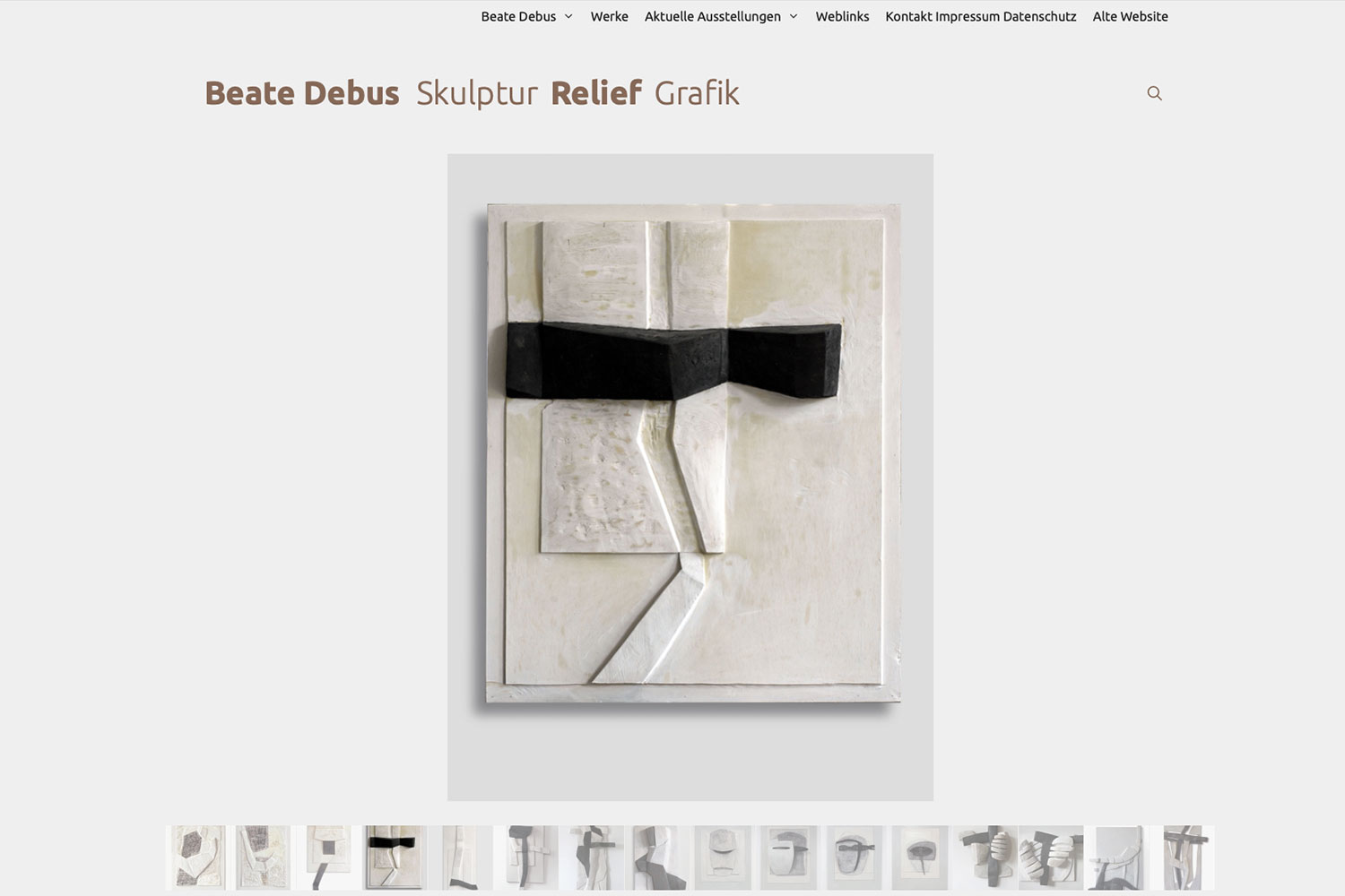Website Debus Skulptur: Relief (Web Design: Designakut 2020)