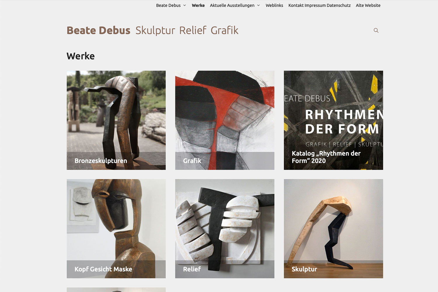 Website Debus Skulptur: Werke (Web Design: Designakut 2020)