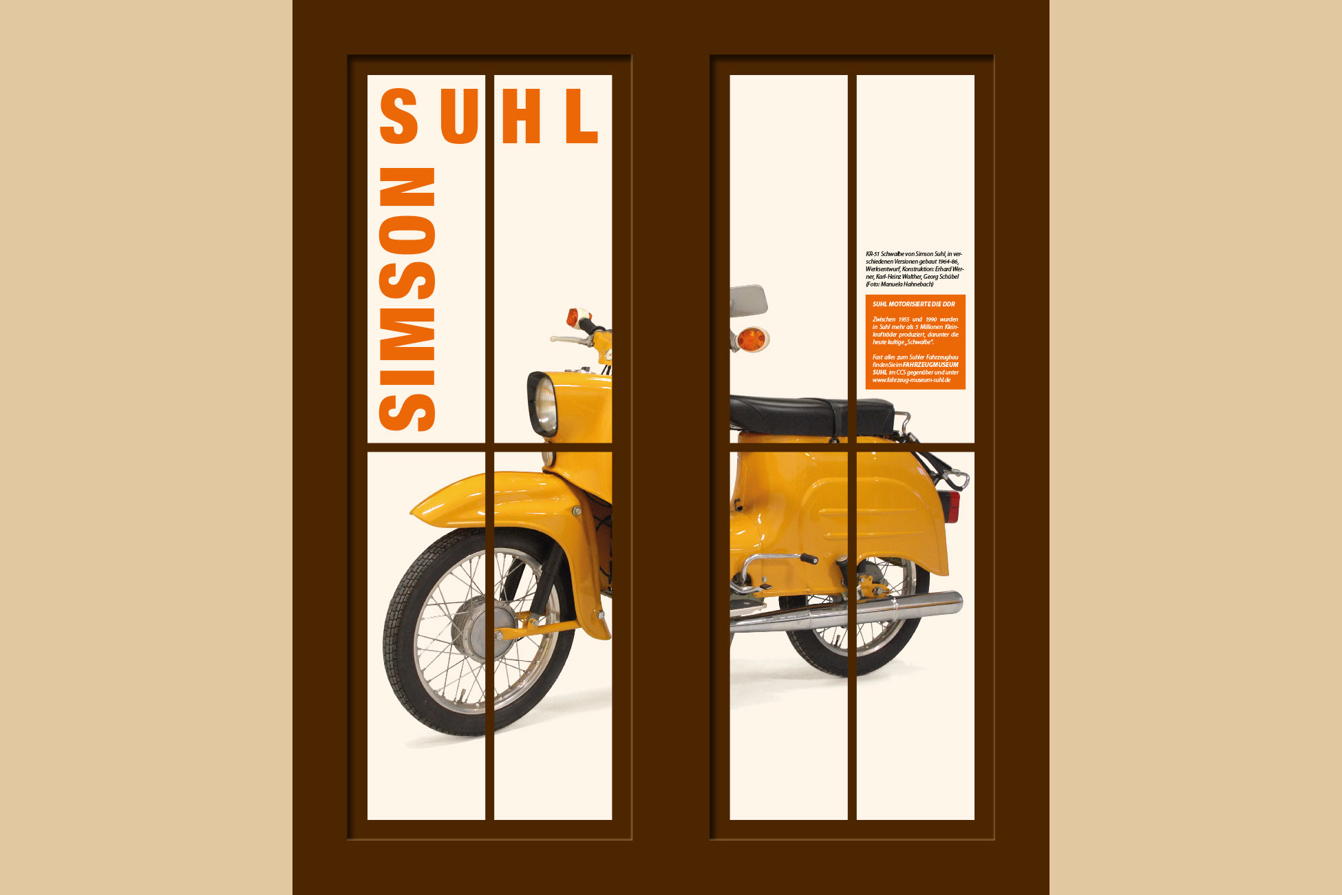 Portalgebäude Suhl (Plakate außen): Simson (Foto: Manuela Hahnebach, Gestaltung: design.akut.zone 2021)