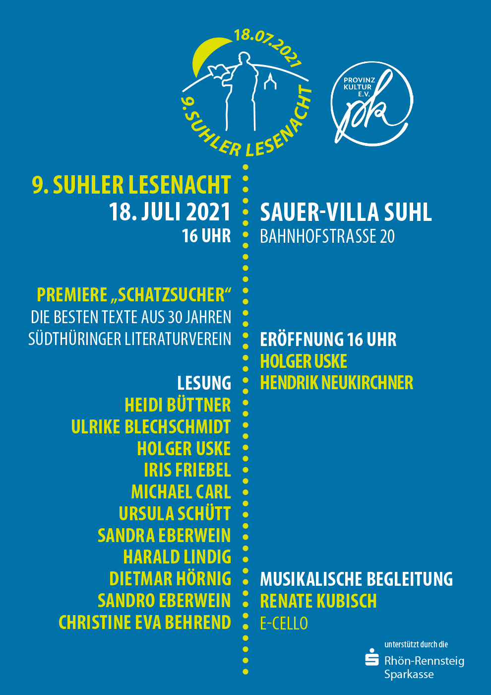 Plakat: 9. Suhler Lesenacht 2021 (Grafikdesign: design.akut.zone)
