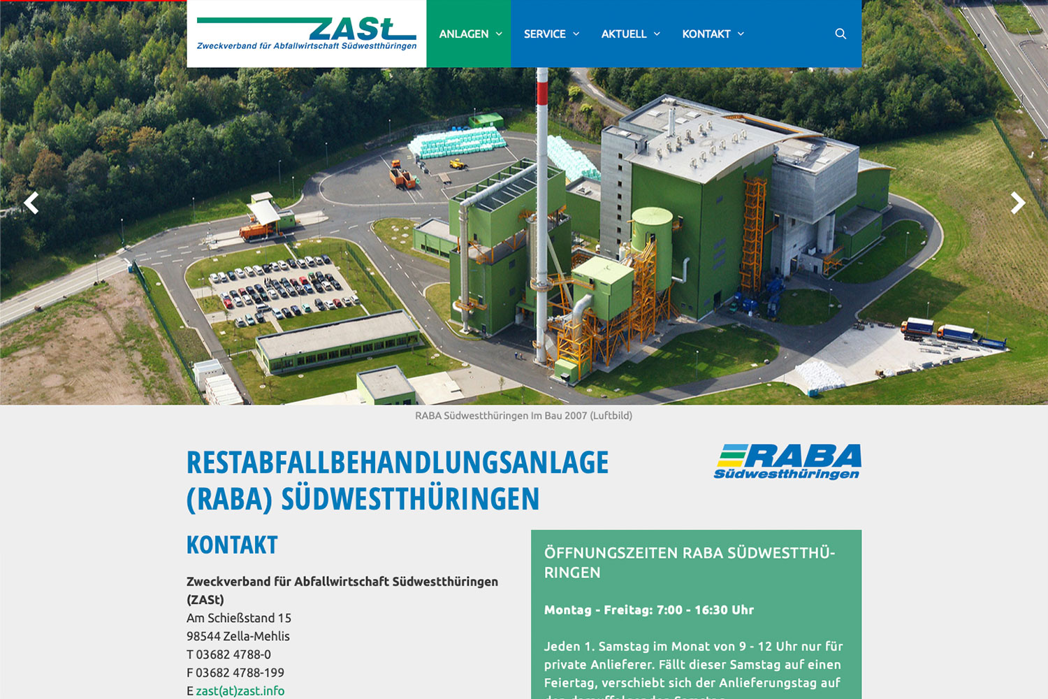 Website ZASt: RABA Südwestthüringen (Webdesign: design.akut.zone 2020/21)