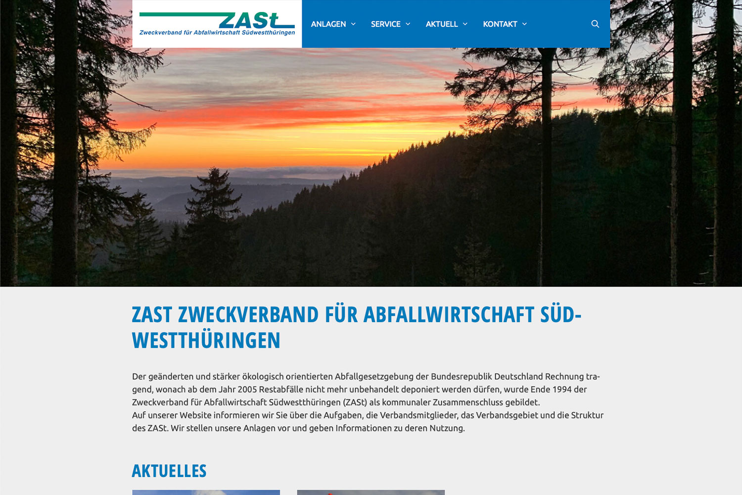 Website ZASt: Startseite (Webdesign: design.akut.zone 2020/21)