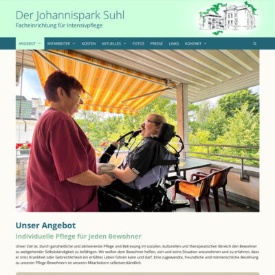 Website: Johannispark Pflegezentrum Suhl: Unser Angebot (johannispark.de | 2022/23)
