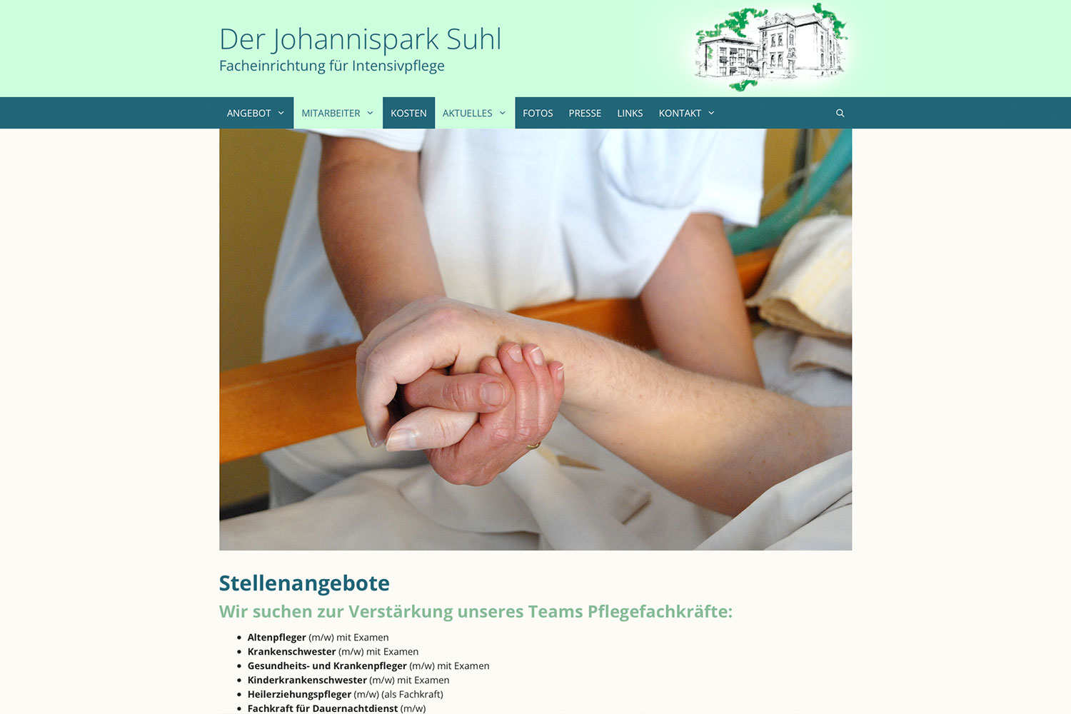 Website: Johannispark Pflegezentrum Suhl: Stellenangebote (johannispark.de | 2022/23)